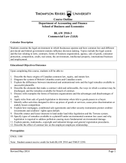 Course Outline Department of Accounting and Finance School of