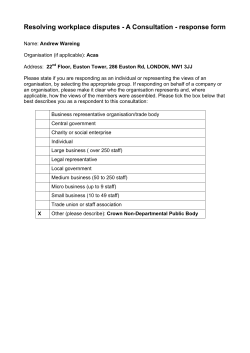 Resolving workplace disputes - A Consultation - response form