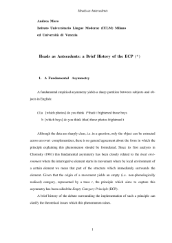 Heads as Antecedents: a Brief History of the ECP