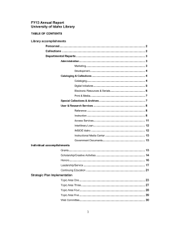 2013 Progress Report - University of Idaho Library