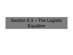Section 6.3 &ndash; The Logistic Equation