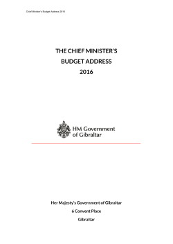 the chief minister`s budget address 2016