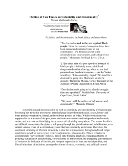 Outline of Ten Theses on Coloniality and Decoloniality