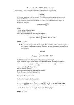 Definition: Apothem is a line segment from the center of a regular