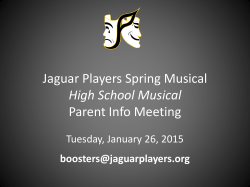 Jaguar Players Parent Info Meeting, Tuesday, August 19, 2014