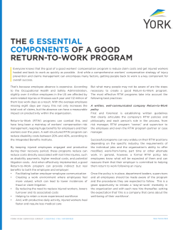 Six Essential Components of an Effective Return to Work Program