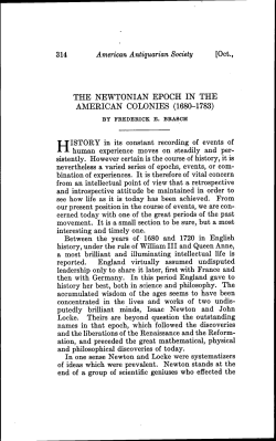 the newtonian epoch in the american colonies (1680