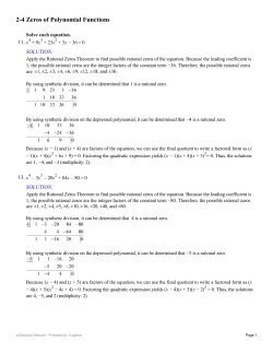 2-4 Zeros of Polynomial Functions