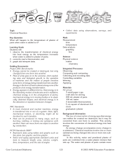 Topic Chemical Reaction Key Question What will happen to the