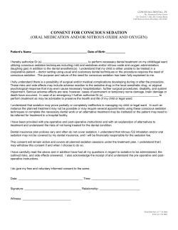 consent for conscious sedation (oral medication and/or nitrous oxide