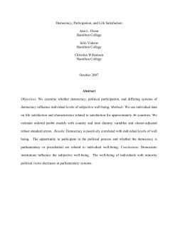 Table 1: Life Satisfaction and Democracy - Academics