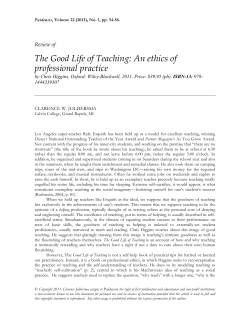 The Good Life of Teaching: An ethics of professional practice