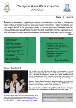 RBWF Newsletter July 2015 - Robert Burns World Federation