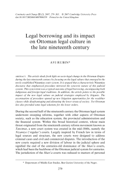 Legal borrowing and its impact on Ottoman legal culture in