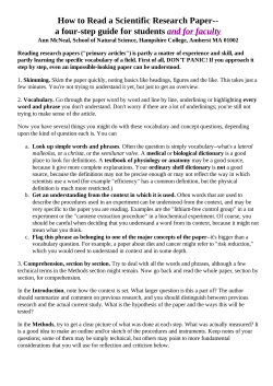 How to Read a Scientific Research Paper a fourstep guide for