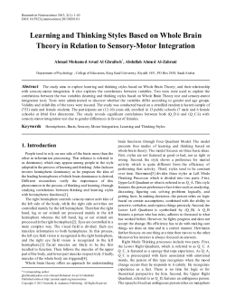 Hemispheres, Brain, Sensory-Motor Integration, Learning and