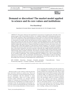Demand or discretion? The market model applied to science and its