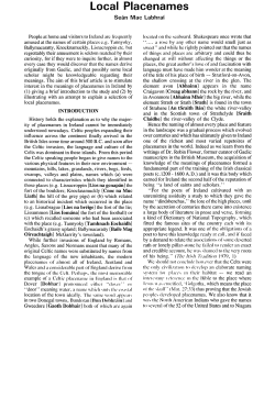 Local Place Names - Poyntzpass and District Local History Society