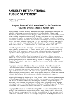 Hungary: Proposed &ldquo;sixth amendment&rdquo; to the Constitution would be