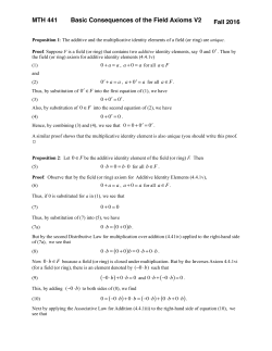 Basic Consequences of Field Axioms V2 PDF