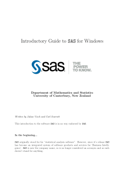 Introductory Guide to SAS for Windows
