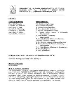 2011 11 07 Bylaw 8196 8197 250 252 East 10th Street Public Hearing