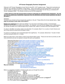AP Human Geography Summer Assignment