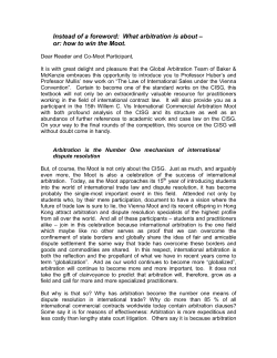 Instead of a foreword: What arbitration is about