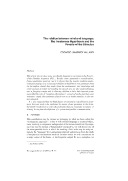 The relation between mind and language: The Innateness