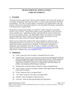 Human Services Appeal Panels - Code of Conduct