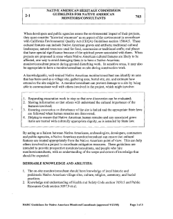NAHC Guidelines for Native American Monitors/Consultants