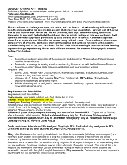 DISCOVER AFRICAN ART &ndash; Hart 260 Preliminary Syllabus