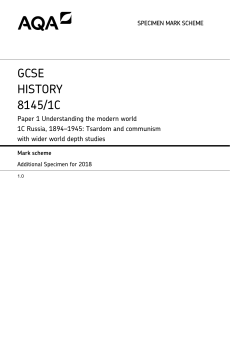 GCSE History Additional Specimen mark scheme Paper 1C