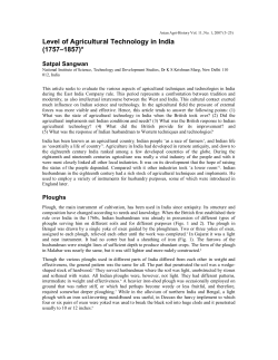 Level of Agricultural Technology in India (1757&ndash;1857)