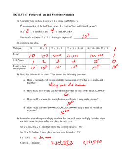 NOTES 3-5 Powers of Ten and Scientific Notation