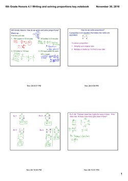 6th Grade Honors 4.1 Writing and solving proportions key.notebook