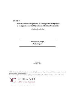 Labour market integration of immigrants in Quebec: a