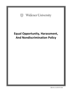 Equal Opportunity, Harassment, And Nondiscrimination Policy