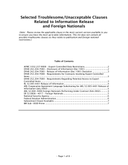 Selected Troublesome/Unacceptable Clauses Related to