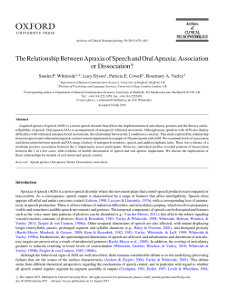 The Relationship Between Apraxia of Speech