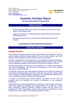 Quarterly Activities Report