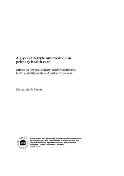 A 3-year lifestyle intervention in primary health care
