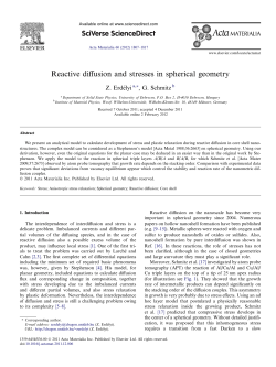 Reactive diffusion and stresses in spherical geometry