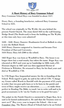 A Short History of Bury Grammar School