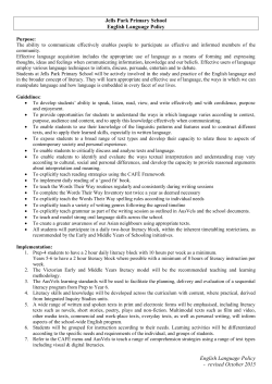English Policy - Jells Park Primary School