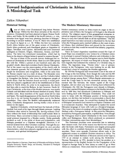 Toward Indigenization of Christianity in Africa: A Missiological Task