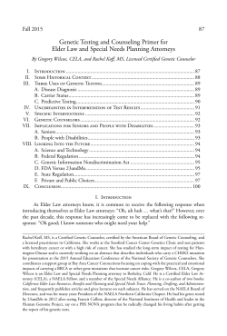 Genetic Testing and Counseling Primer for Elder Law and