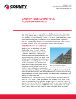 MASONRY: TIMELESS TRADITIONS, MODERN