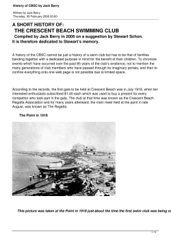 History of CBSC by Jack Berry - Crescent Beach Swimming Club