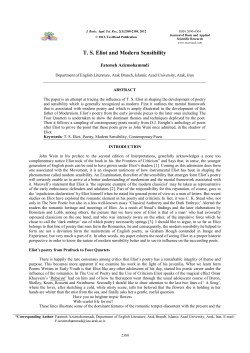 TS Eliot and Modern Sensibility